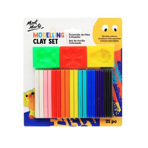 MONT MARTE MODELLING CLAY SET with Moulds 21 Piece